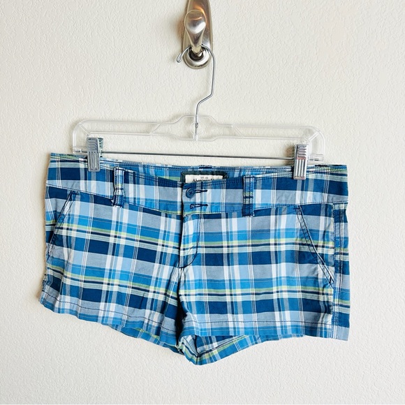 Abercrombie & Fitch Shorts Y2k Vtg Abercrombie Fitch Blue Plaid Cargo Chino Low Rise Shorts